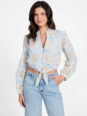 Hazel Embroidered Eyelet Top