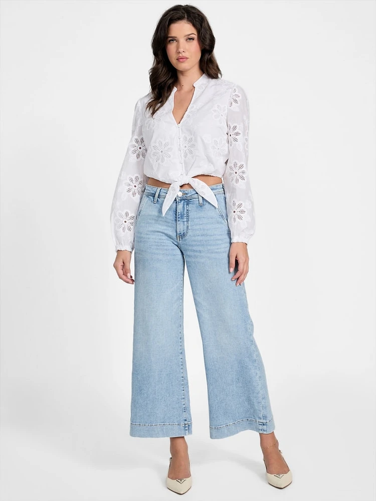 Hazel Embroidered Eyelet Top
