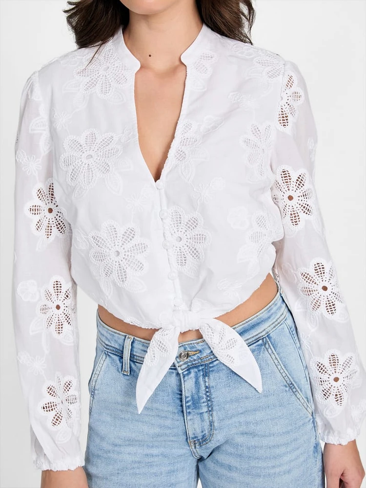 Hazel Embroidered Eyelet Top