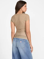 Moto Printed V-Neck Tee