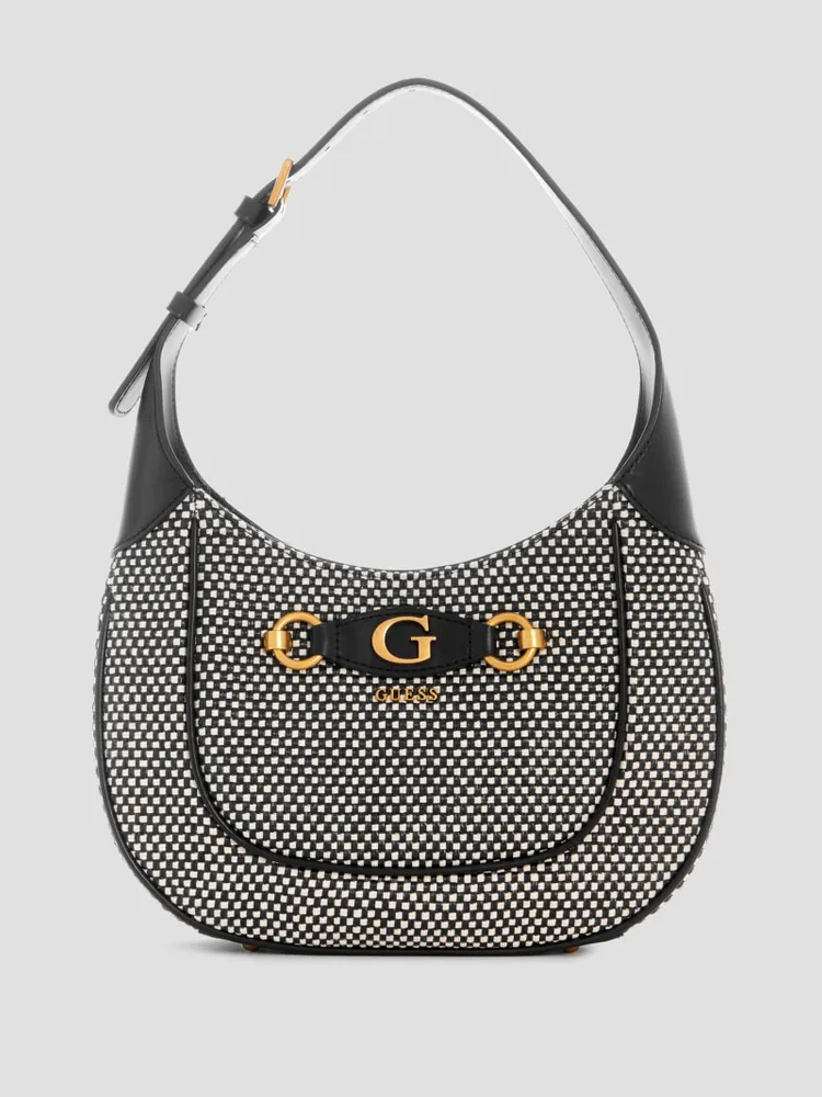 GUESS Katey Luxury Black Moc Croc Satchel Bag