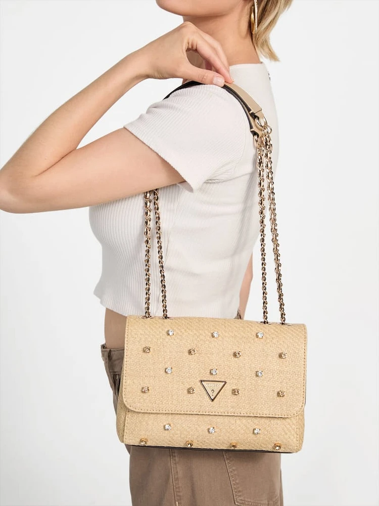 Giully II Raffia Rhinestone Convertible Bag
