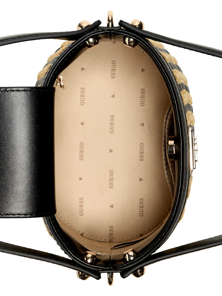 Atalia Raffia Crossbody Bucket Bag
