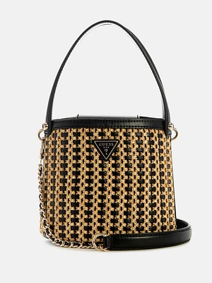 Atalia Raffia Crossbody Bucket Bag
