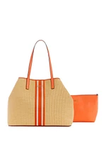 Vikky Raffia Stripe Large Tote