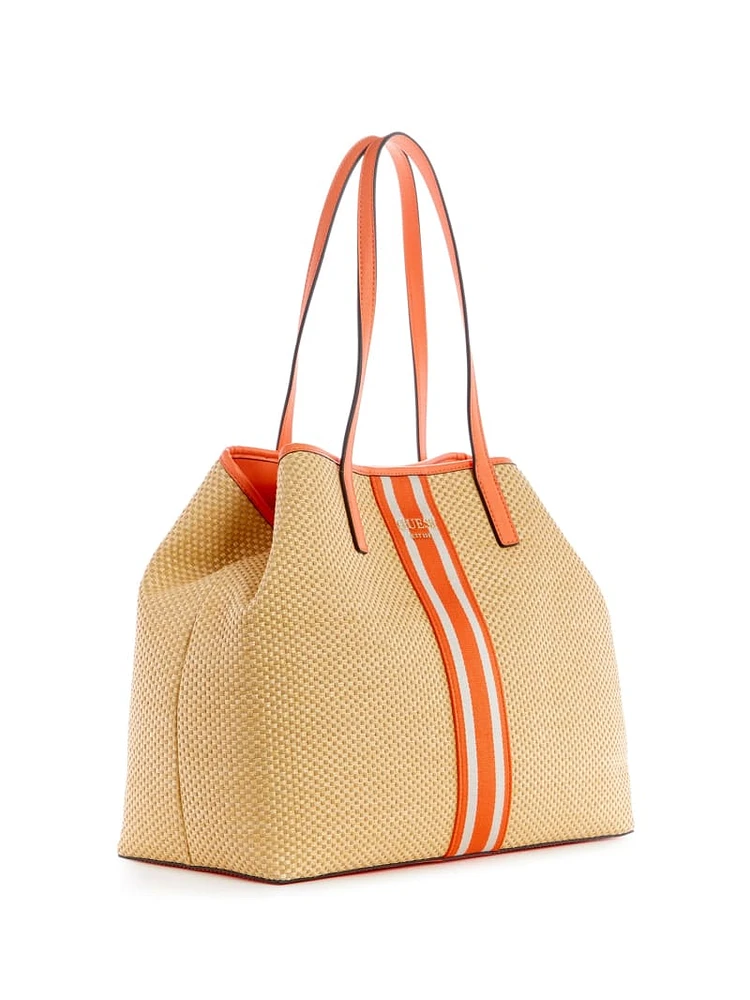 Vikky Raffia Stripe Large Tote