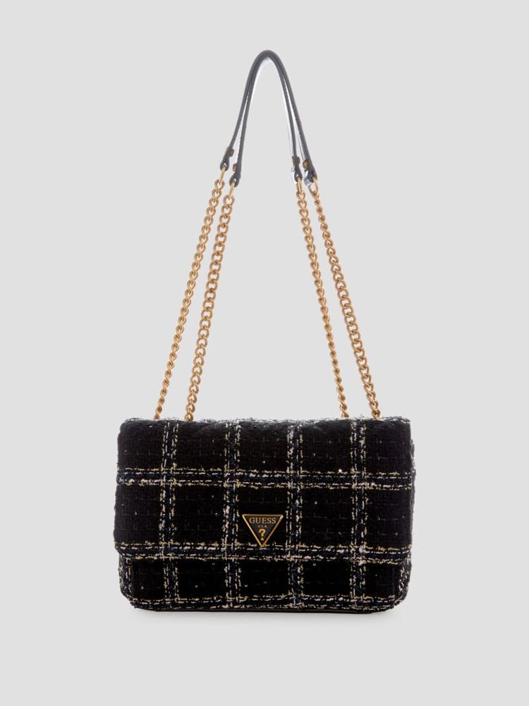 GUESS Cessily Tweed Convertible Crossbody