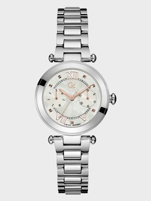 Gc Silver and Rose Gold-Tone Day/Date Watch