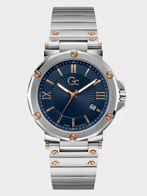 Gc Silver-Tone Date Analog Watch