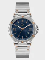 Gc Silver-Tone Date Analog Watch