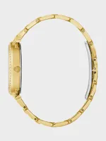Gc Gold-Tone Crystal Analog Watch
