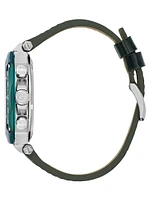 Green Leather Chronograph Watch