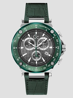 Green Leather Chronograph Watch