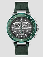 Green Leather Chronograph Watch