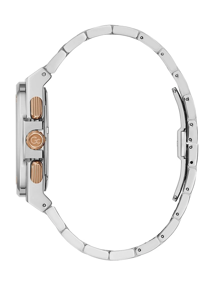 Silver-Tone and Black Chronograph Watch