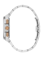 Silver-Tone and Black Chronograph Watch