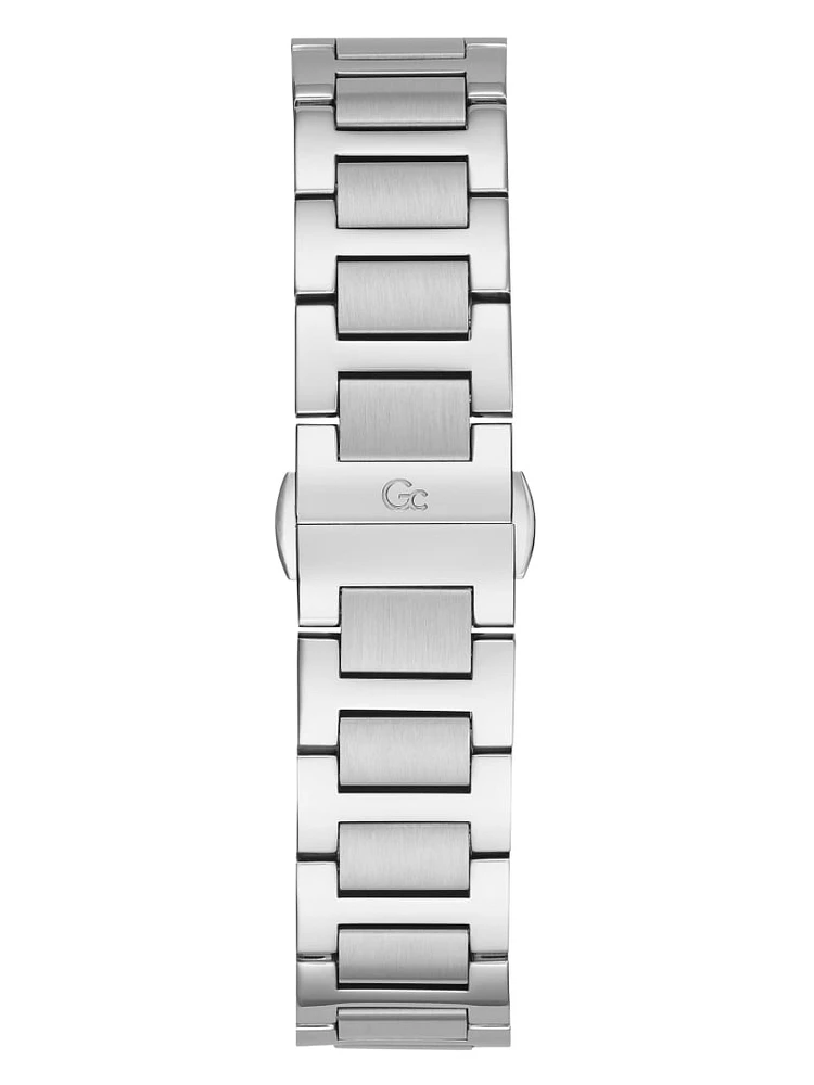 Silver-Tone and Black Chronograph Watch