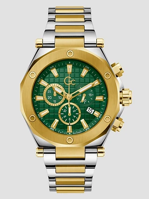 Gc Two-Tone and Green Chronograph Watch