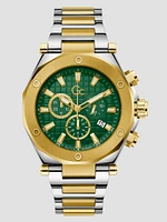 Gc Two-Tone and Green Chronograph Watch