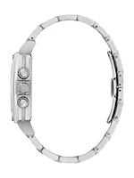 Silver-Tone Square Multifunction Watch