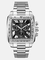 Silver-Tone Square Multifunction Watch