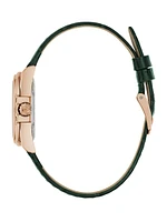 Gc Rose Gold-Tone Leather Watch
