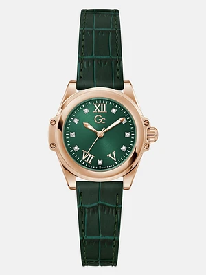 Gc Rose Gold-Tone Leather Watch