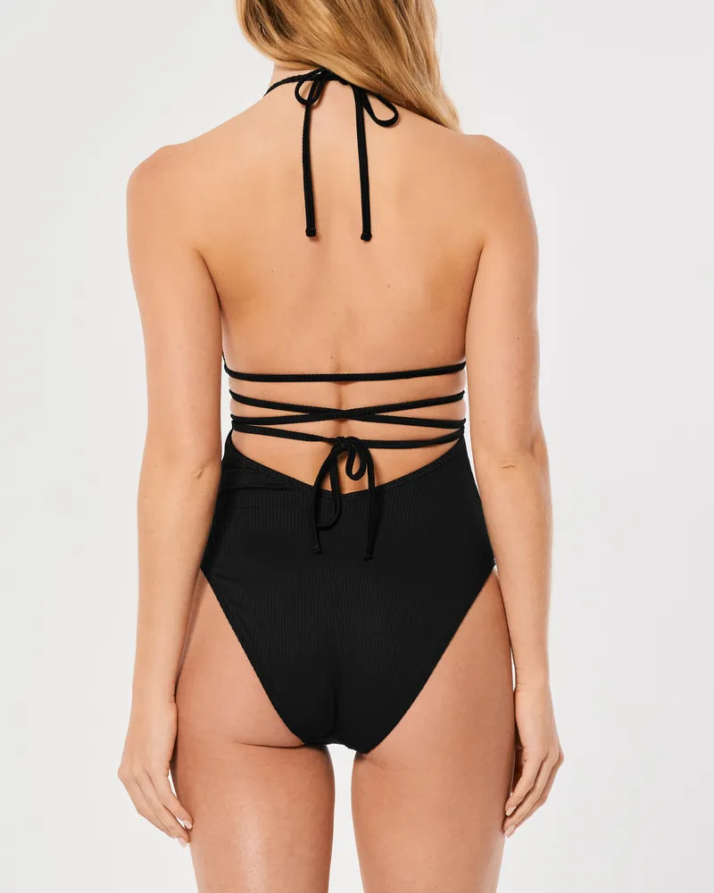 Ribbed Strappy Cutout One-Piece Swimsuit