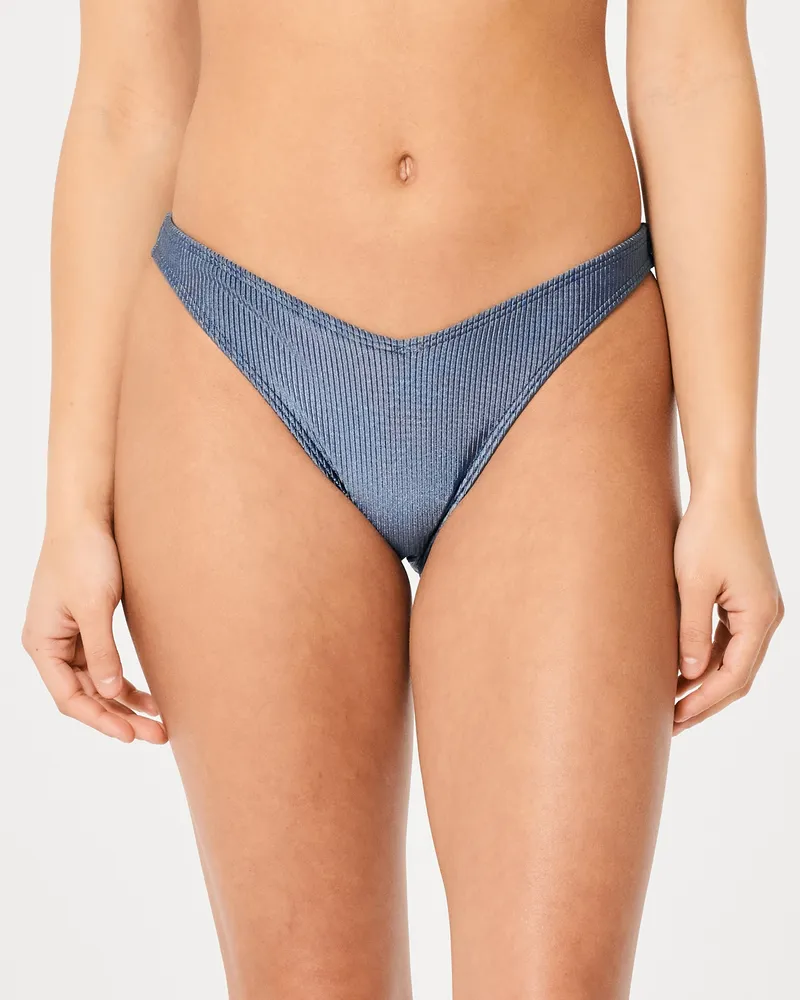 Shimmer Ribbed V-Front High-Leg Cheekiest Bikini Bottom