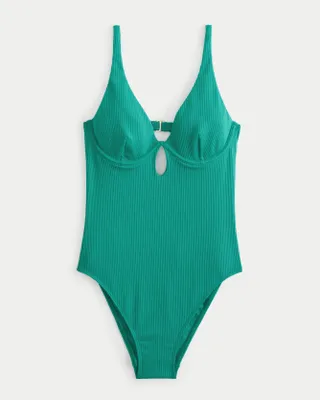Ribbed Underwire One-Piece Swimsuit