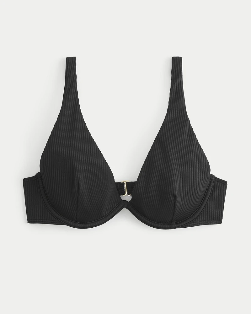 High Apex Ribbed Underwire Bikini Top