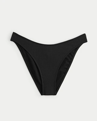 Ribbed V-Front High-Leg Cheeky Bikini Bottom