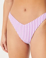 Scrunch Ribbed V-Front High-Leg Cheeky Bikini Bottom