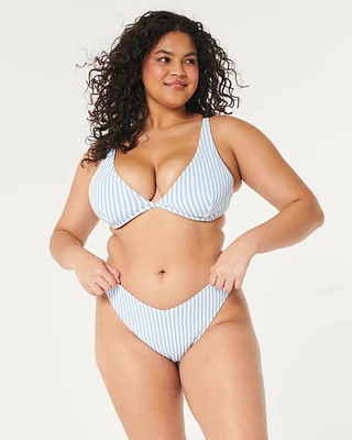 Scrunch-Ribbed V-Front High-Leg Cheeky Bikini Bottom
