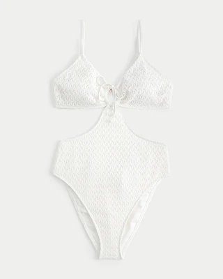 Crochet-Style One-Piece Cheeky Swimsuit