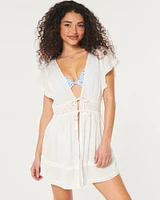 Crinkle Eyelet Cover Up Dress