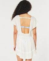 Crinkle Eyelet Cover Up Dress