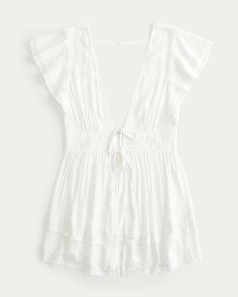 Crinkle Eyelet Cover Up Dress