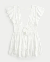 Crinkle Eyelet Cover Up Dress