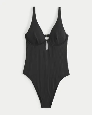 Ribbed Underwire One-Piece Swimsuit