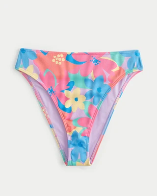 Curvy High-Leg High-Waist Ribbed Cheeky Bikini Bottom