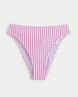 Curvy High-Leg High-Waist Scrunch-Ribbed Cheeky Bikini Bottom