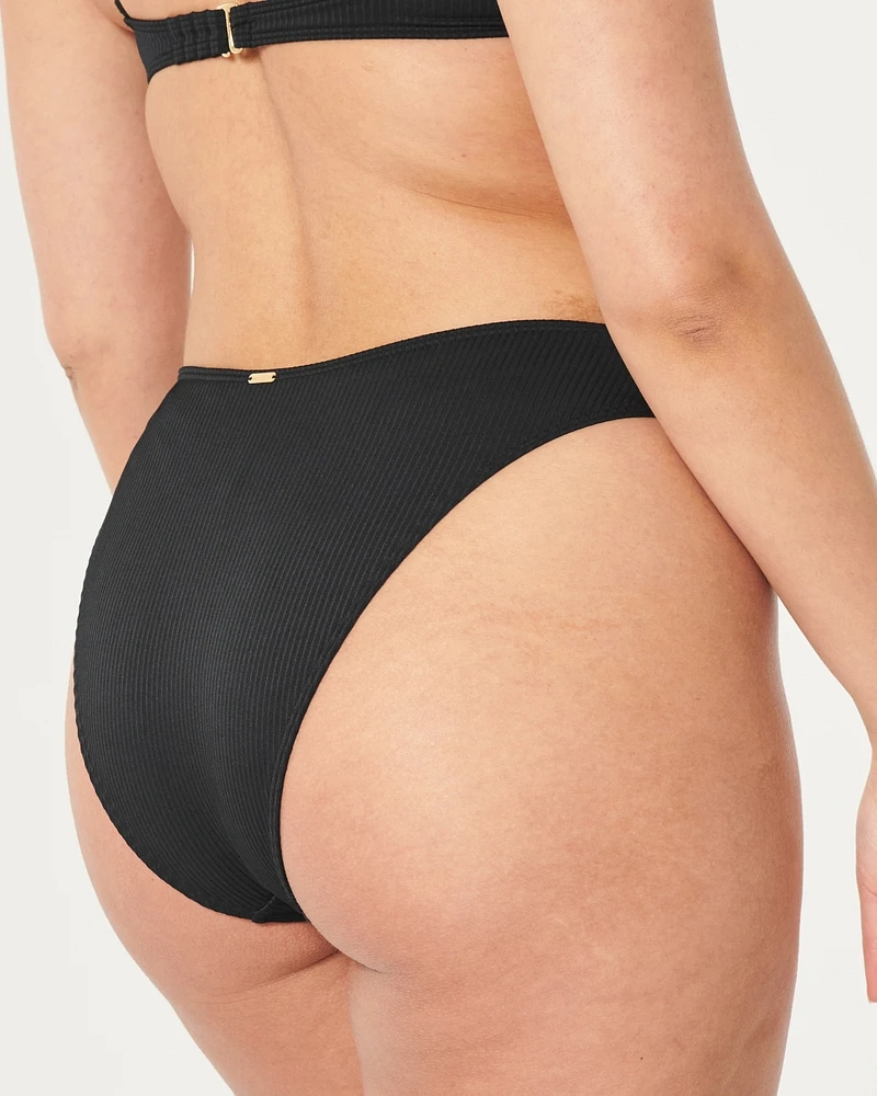 Curvy High-Leg High-Waist Ribbed Cheeky Bikini Bottom