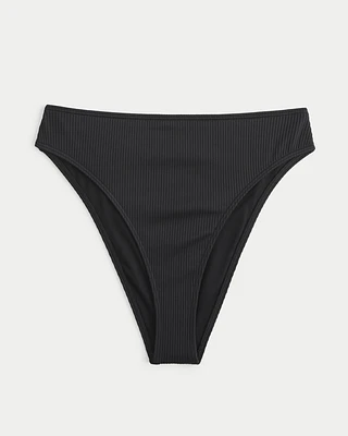 Curvy High-Leg High-Waist Ribbed Bikini Bottom