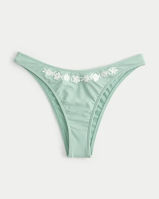 Embroidered High-Leg Cheekiest Bikini Bottom