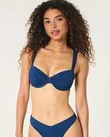 Ruched Jacquard Balconette Bikini Top