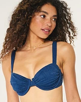 Ruched Jacquard Balconette Bikini Top