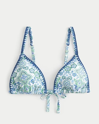 Embroidered Stitch Triangle Bikini Top