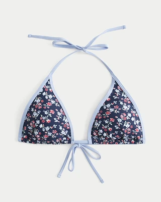 Contrast Strap Triangle Bikini Top