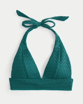 Crochet-Style Longline Triangle Bikini Top